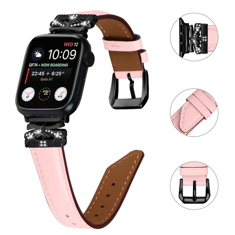Black Buckle Watch Band for Apple Watch Series 10 42mm / 9 8 7 41mm / SE (2023) SE (2022) SE 6 5 4 40mm / 3 2 1 38mm - Pink