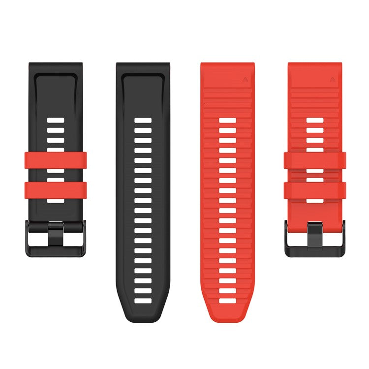 For Garmin Fenix 7X Pro Watch Bands Horizontal Stripes Silicone Dual-color Strap - Red / Black