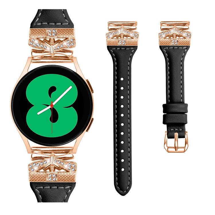 Rose Gold Buckle Band for Huami Amazfit Cheetah Pro 20mm Genuine Cowhide Leather Watch Strap - Black