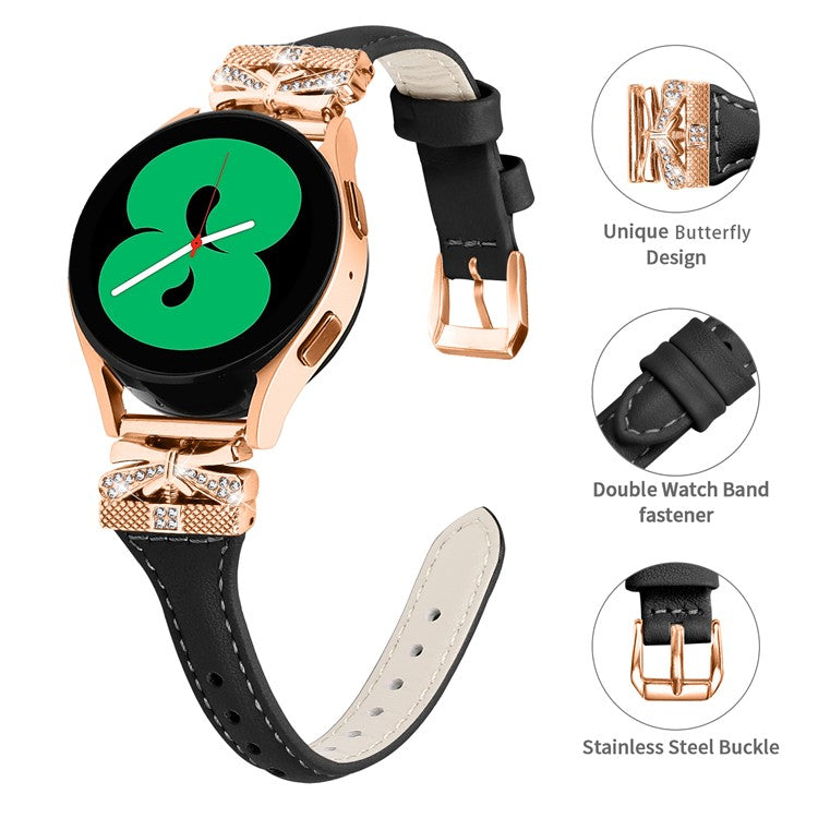 Rose Gold Buckle Band for Huami Amazfit Cheetah Pro 20mm Genuine Cowhide Leather Watch Strap - Black