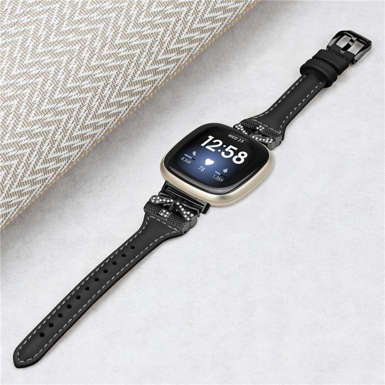 Black Buckle Wrist Band for Fitbit Versa 3 / 4 / Sense / Sense 2 Butterfly Connector Smart Watch Strap - Black