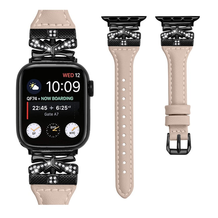 Black Buckle Strap for Apple Watch Series 10 46mm / Ultra 2 Ultra 49mm / Series 9 8 7 45mm / 6 5 4 SE (2023) SE (2022) SE 44mm / 3 2 1 42mm - Apricot