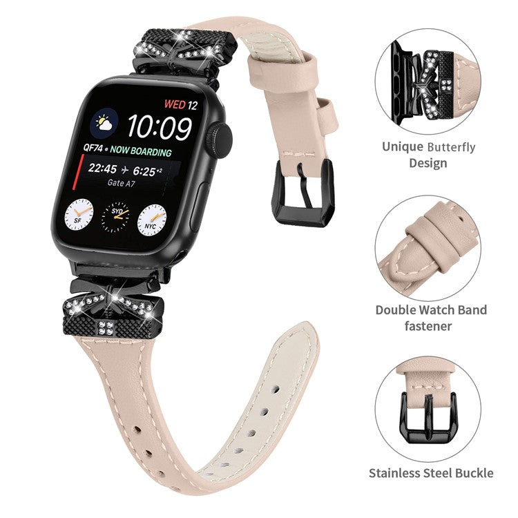 Black Buckle Strap for Apple Watch Series 10 46mm / Ultra 2 Ultra 49mm / Series 9 8 7 45mm / 6 5 4 SE (2023) SE (2022) SE 44mm / 3 2 1 42mm - Apricot