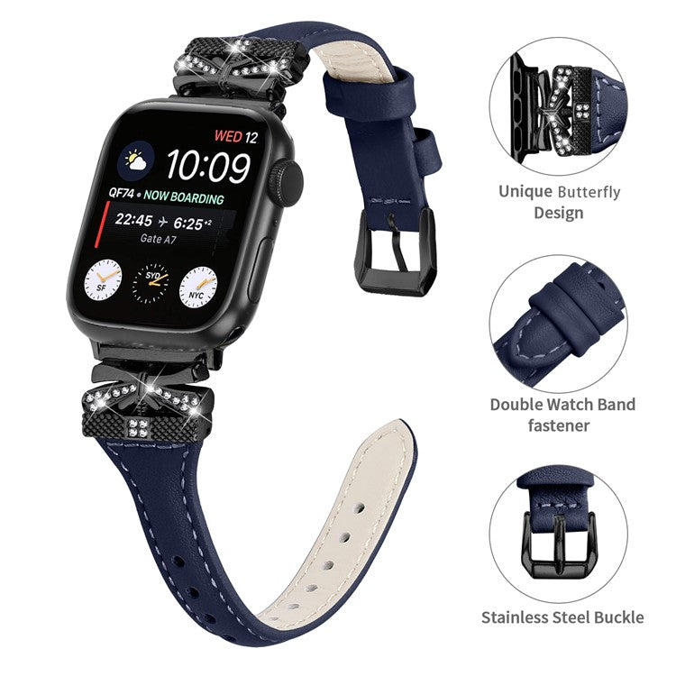 Black Buckle Strap for Apple Watch Series 10 46mm / Ultra 2 Ultra 49mm / Series 9 8 7 45mm / 6 5 4 SE (2023) SE (2022) SE 44mm / 3 2 1 42mm - Dark Blue