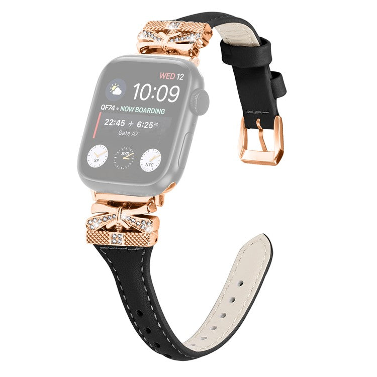 Rose Gold Buckle Watchband for Apple Watch Series 10 46mm / Ultra 2 Ultra 49mm / Series 9 8 7 45mm / 6 5 4 SE (2023) SE (2022) SE 44mm / 3 2 1 42mm - Black