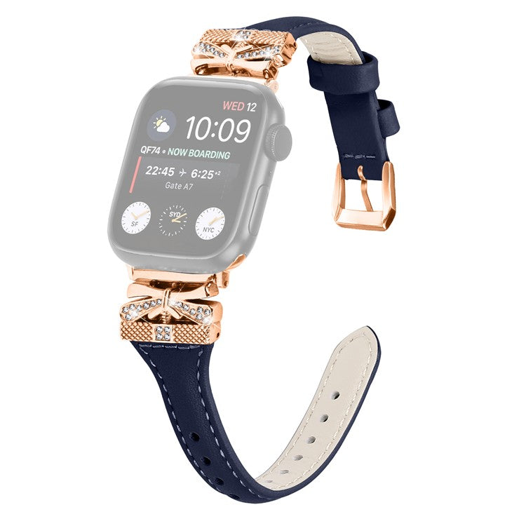 Rose Gold Buckle Watch Strap for Apple Watch Series 10 42mm / 9 8 7 41mm / SE (2023) SE (2022) SE 6 5 4 40mm / 3 2 1 38mm - Dark Blue