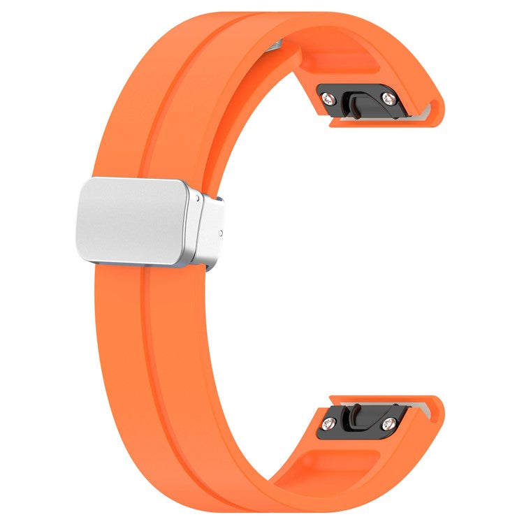 For Garmin Fenix 7S / 6S Pro / 5S Plus / Instinct 2S Silicone Watch Bands Silver Buckle 20mm Strap - Orange
