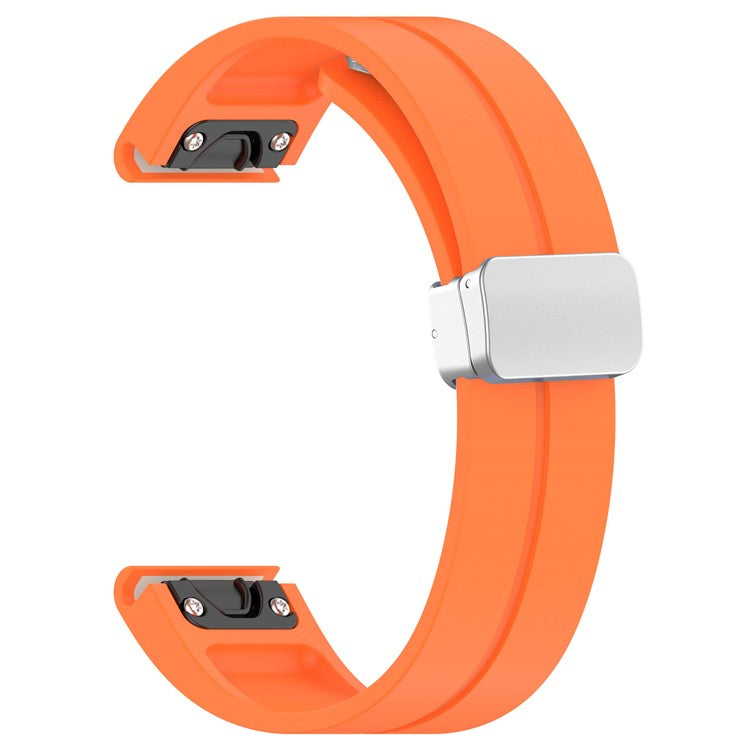 For Garmin Fenix 7S / 6S Pro / 5S Plus / Instinct 2S Silicone Watch Bands Silver Buckle 20mm Strap - Orange