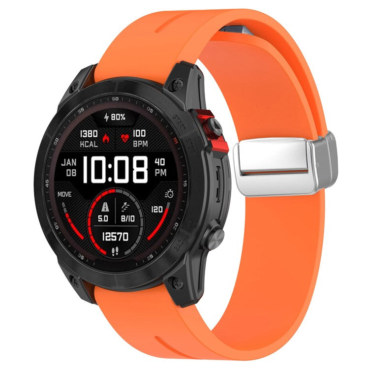 For Garmin Fenix 7S / 6S Pro / 5S Plus / Instinct 2S Silicone Watch Bands Silver Buckle 20mm Strap - Orange