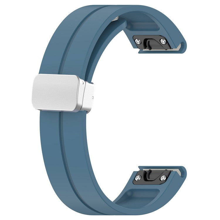 For Garmin Fenix 7S / 6S Pro / 5S Plus / Instinct 2S Silicone Watch Bands Silver Buckle 20mm Strap - Blue