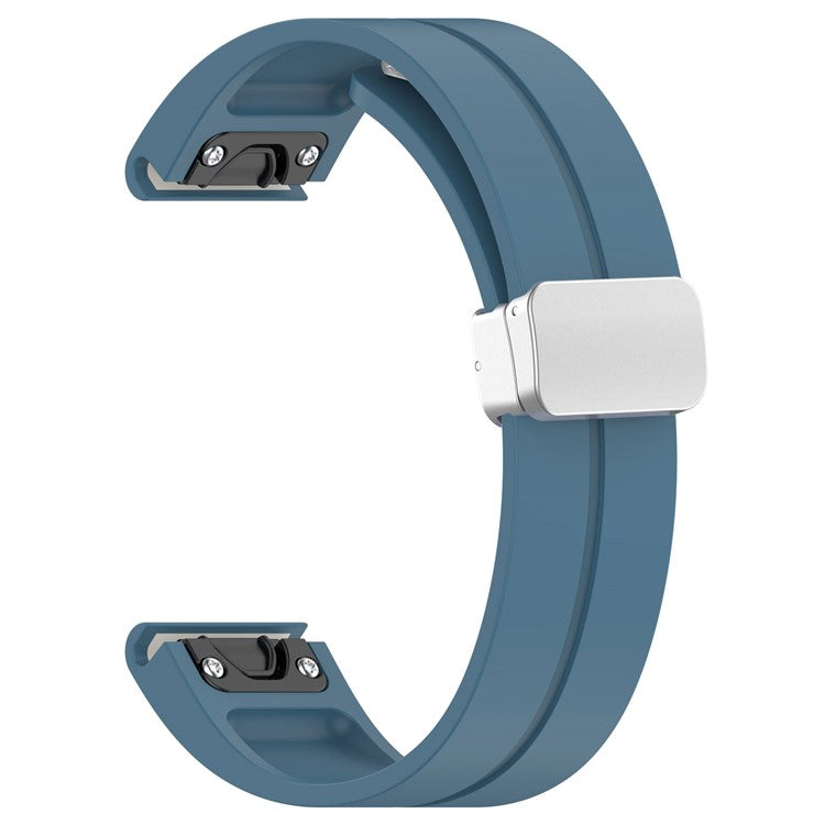 For Garmin Fenix 7S / 6S Pro / 5S Plus / Instinct 2S Silicone Watch Bands Silver Buckle 20mm Strap - Blue