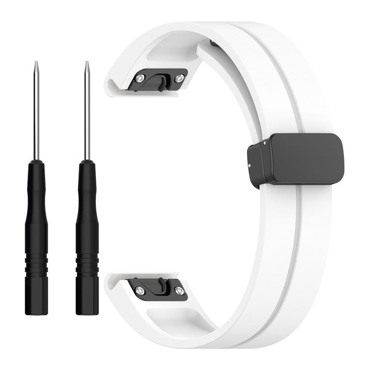 For Garmin Fenix 7 / Forerunner 965 / 955 / 945 / 935 Silicone Band Black Buckle 22mm Watch Strap - White