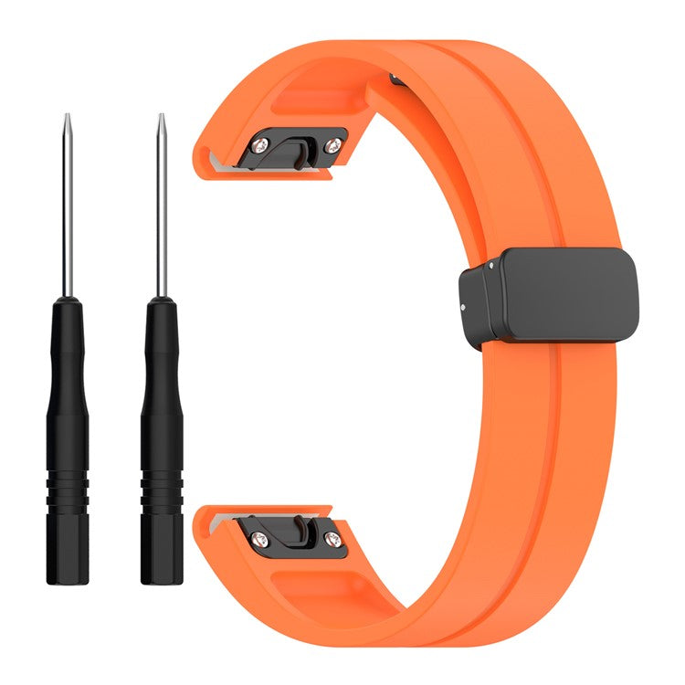 For Garmin Fenix 7 / Forerunner 965 / 955 / 945 / 935 Silicone Band Black Buckle 22mm Watch Strap - Orange