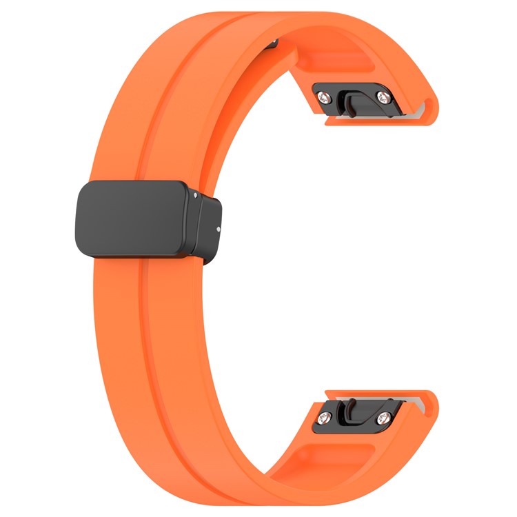 For Garmin Fenix 7 / Forerunner 965 / 955 / 945 / 935 Silicone Band Black Buckle 22mm Watch Strap - Orange