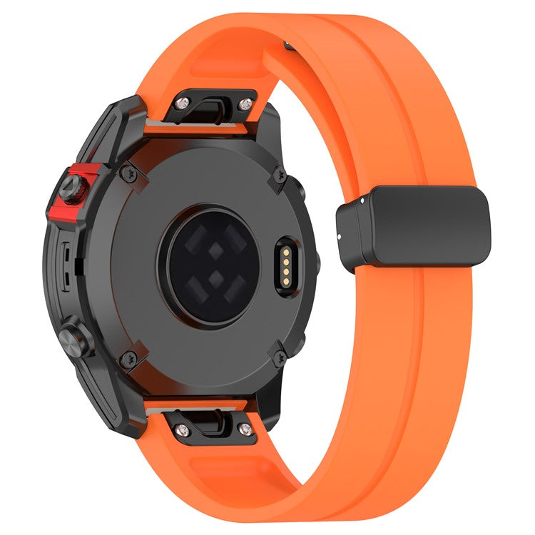 For Garmin Fenix 7 / Forerunner 965 / 955 / 945 / 935 Silicone Band Black Buckle 22mm Watch Strap - Orange
