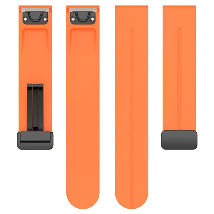For Garmin Fenix 7 / Forerunner 965 / 955 / 945 / 935 Silicone Band Black Buckle 22mm Watch Strap - Orange