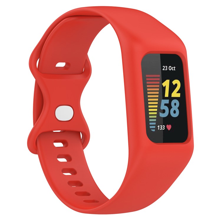 For Fitbit Charge 6 / 5 / 4 / 3 Watch Strap Integrate Silicone Watch Band with Case Cover - Red
