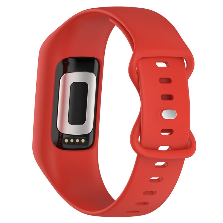 For Fitbit Charge 6 / 5 / 4 / 3 Watch Strap Integrate Silicone Watch Band with Case Cover - Red