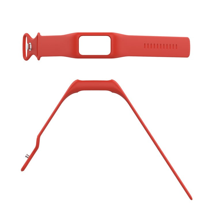 For Fitbit Charge 6 / 5 / 4 / 3 Watch Strap Integrate Silicone Watch Band with Case Cover - Red