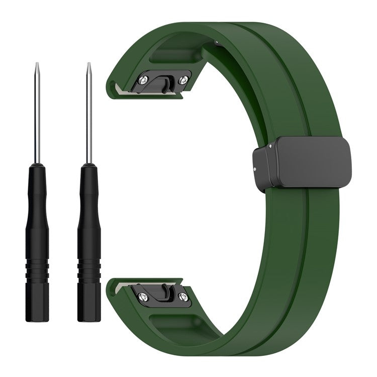 For Garmin Fenix 7S / 7S Pro / Instinct 2S / Fenix 6S Watch Strap 20mm Silicone Watchband with Black Buckle - Army Green