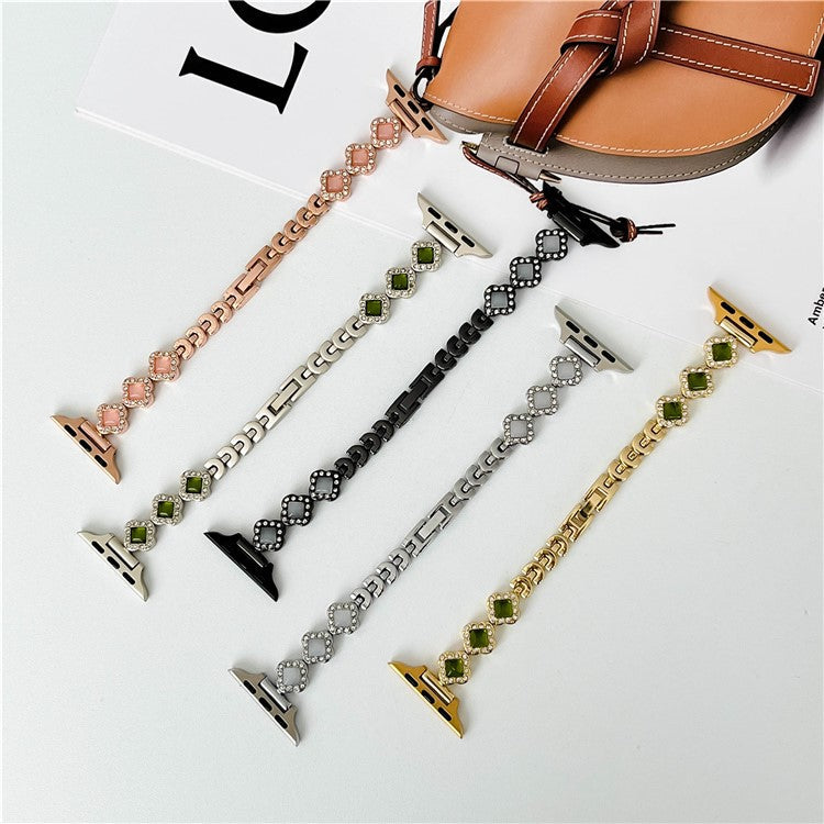 Watch Strap for Apple Watch Series 10 42mm / 9 8 7 41mm / SE (2023) SE (2022) SE 6 5 4 40mm / 3 2 1 38mm Rhinestone Stainless Steel Strap - Starlight