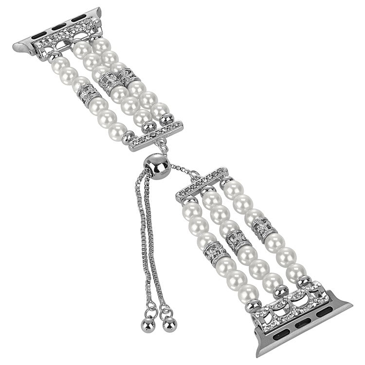 Watch Strap for Apple Watch Series 10 42mm / 9 8 7 41mm / SE (2023) SE (2022) SE 6 5 4 40mm / 3 2 1 38mm Watch Band Preppy Beaded Bracelet - White