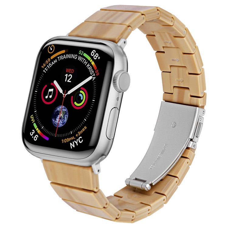 Watch Strap for Apple Watch Series 10 42mm / 9 8 7 41mm / SE (2023) SE (2022) SE 6 5 4 40mm / 3 2 1 38mm Resin Watch Band Bracelet - Wood Color
