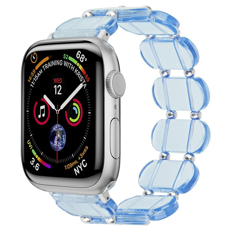 For Apple Watch Series 10 46mm / Ultra 2 Ultra 49mm / Series 9 8 7 45mm / 6 5 4 SE (2023) SE (2022) SE 44mm / 3 2 1 42mm Elastic Resin Watch Band - Transparent Blue