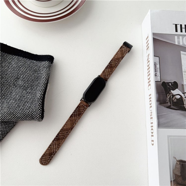 For Xiaomi Smart Band 9 NFC / 9 / 8 NFC / 8 Smartwatch Strap Adjustable Canvas Watch Band - Dark Brown