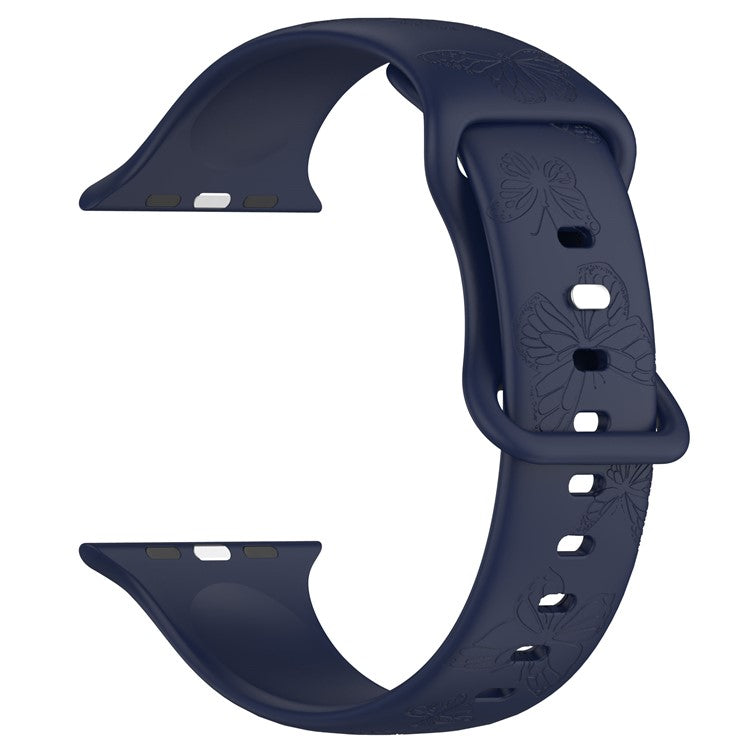 Watch Strap for Apple Watch Series 10 42mm / 9 8 7 41mm / SE (2023) SE (2022) SE 6 5 4 40mm / 3 2 1 38mm Butterfly Silicone Watch Band - Dark Blue