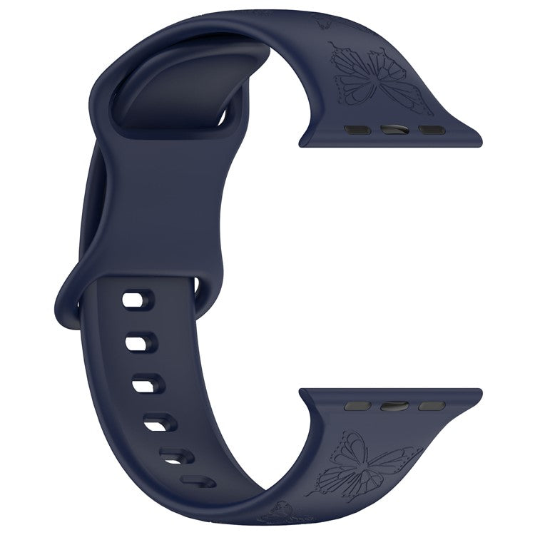 Watch Strap for Apple Watch Series 10 42mm / 9 8 7 41mm / SE (2023) SE (2022) SE 6 5 4 40mm / 3 2 1 38mm Butterfly Silicone Watch Band - Dark Blue