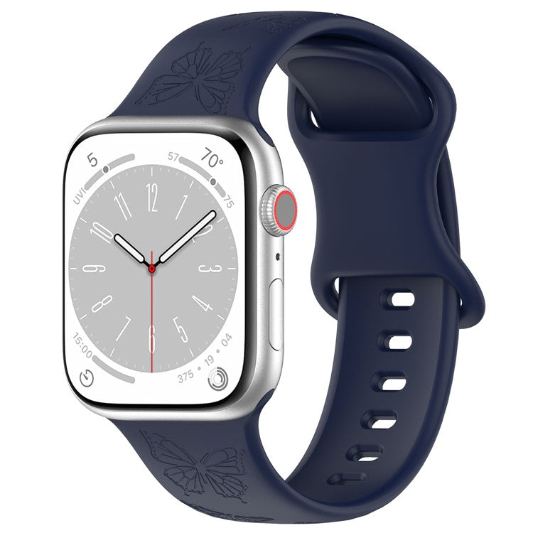 Watch Strap for Apple Watch Series 10 42mm / 9 8 7 41mm / SE (2023) SE (2022) SE 6 5 4 40mm / 3 2 1 38mm Butterfly Silicone Watch Band - Dark Blue