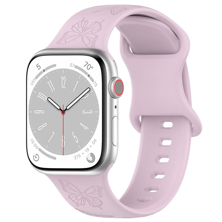 Watch Strap for Apple Watch Series 10 42mm / 9 8 7 41mm / SE (2023) SE (2022) SE 6 5 4 40mm / 3 2 1 38mm Butterfly Silicone Watch Band - Lavender