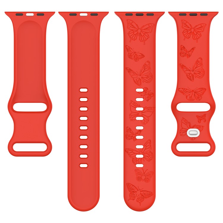 Watch Strap for Apple Watch Series 10 42mm / 9 8 7 41mm / SE (2023) SE (2022) SE 6 5 4 40mm / 3 2 1 38mm Butterfly Silicone Watch Band - Lavender