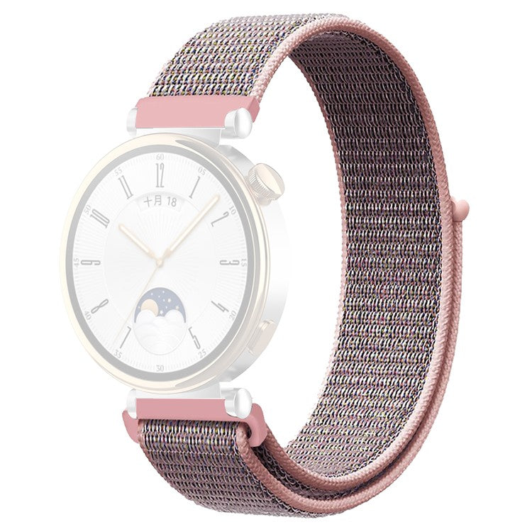 For Huawei Watch GT 4 41mm / Garmin Venu 3S Watch Band 18mm Nylon Loop Adjustable Wrist Strap - Pink