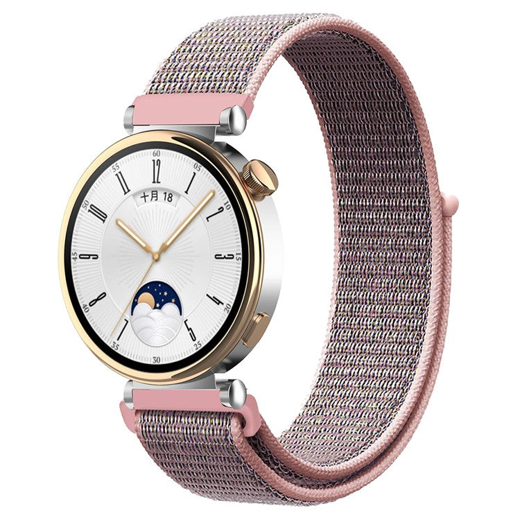 For Huawei Watch GT 4 41mm / Garmin Venu 3S Watch Band 18mm Nylon Loop Adjustable Wrist Strap - Pink