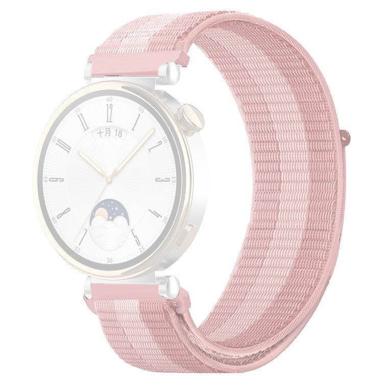 For Huawei Watch GT 4 41mm / Garmin Venu 3S Watch Band 18mm Nylon Loop Adjustable Wrist Strap - Pink+White+Pink