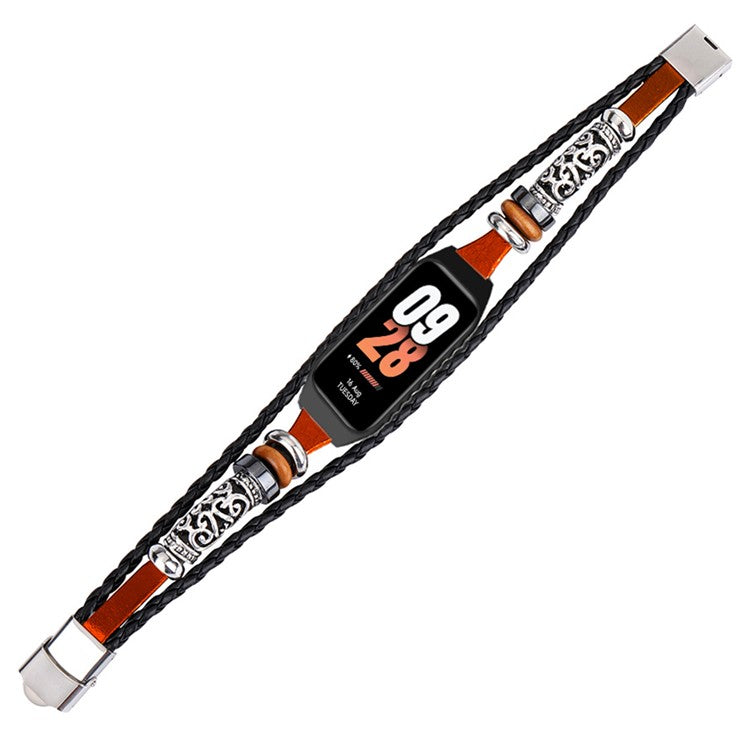 For Xiaomi Smart Band 8 Active Beads Watch Strap Ethnic DIY Watch Band Replacement - Brown