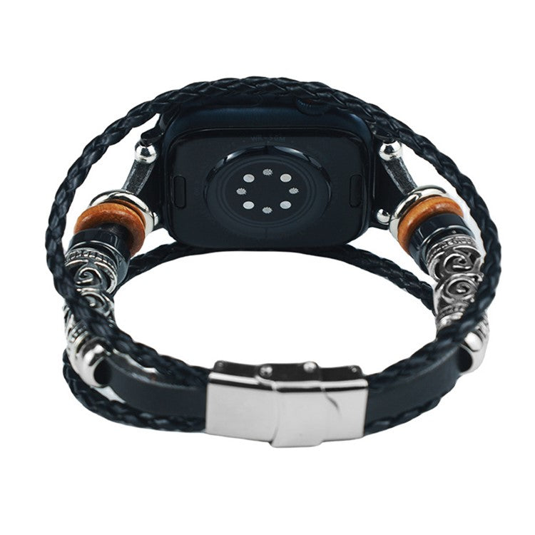 Watch Strap for Apple Watch Series 10 42mm / 9 8 7 41mm / SE (2023) SE (2022) SE 6 5 4 40mm / 3 2 1 38mm Ethnic Retro Band - Black