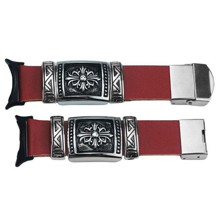 For Google Pixel Watch / Watch 2 Replacement Strap Ethnic Embossed Bracelets Watch Band - Reddish Brown