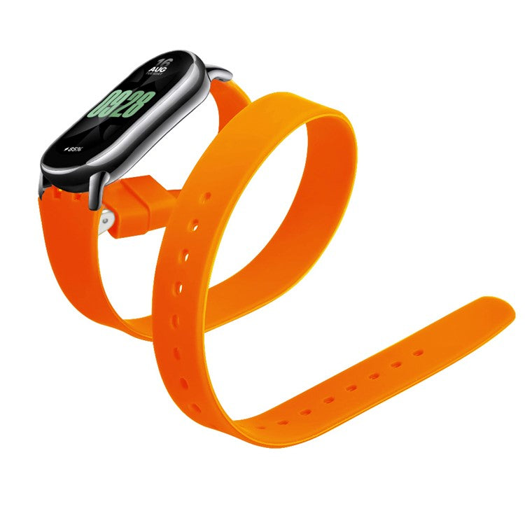 For Xiaomi Smart Band 9 NFC / 9 / 8 NFC / 8 / 8 NFC Watch Bands Silicone Strap with Metal Connector - Orange