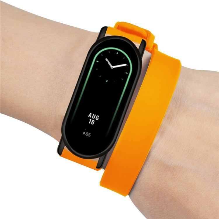 For Xiaomi Smart Band 9 NFC / 9 / 8 NFC / 8 / 8 NFC Watch Bands Silicone Strap with Metal Connector - Orange