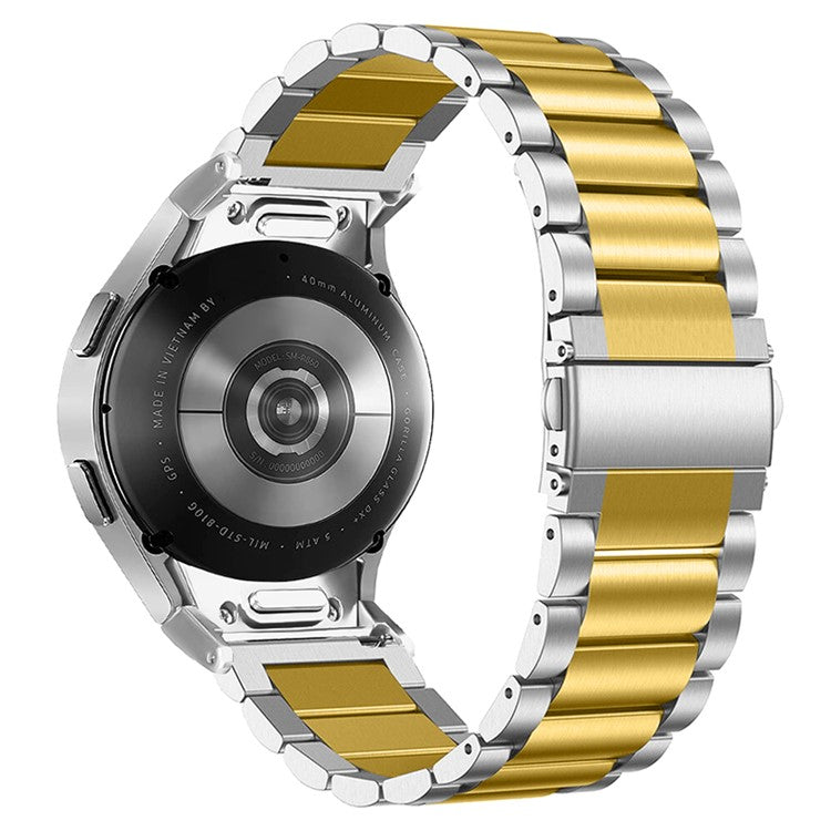 For Samsung Galaxy Watch6 40mm 44mm / Watch6 Classic 43mm / 47mm Smartwatch Strap Stainless Steel Wrist Band - Gold+Silver