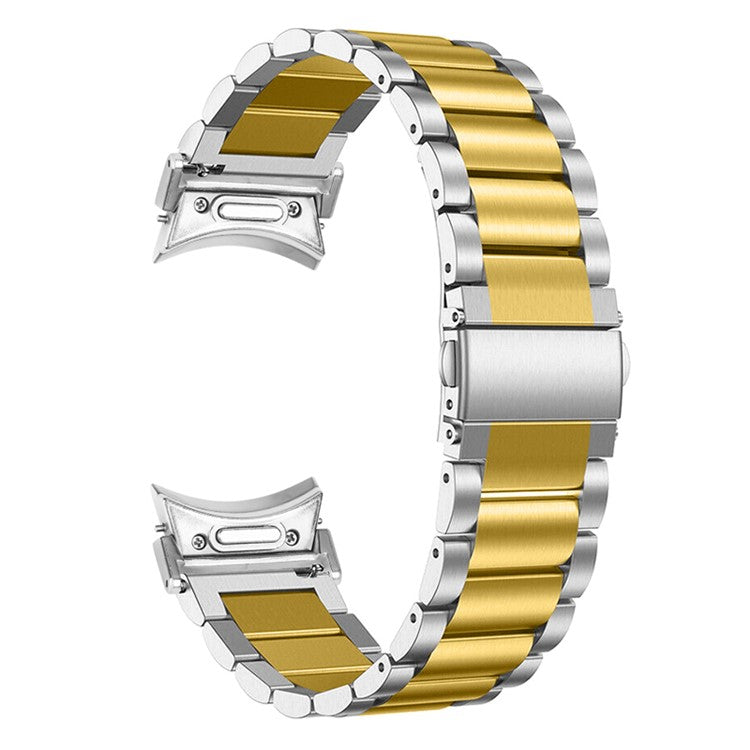 For Samsung Galaxy Watch6 40mm 44mm / Watch6 Classic 43mm / 47mm Smartwatch Strap Stainless Steel Wrist Band - Gold+Silver