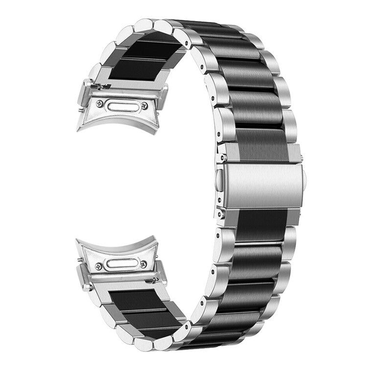 For Samsung Galaxy Watch 5 Active / Pro / Watch 5 / Watch FE 40mm / Watch4 Stainless Steel Wrist Strap Replacement - Black+Silver