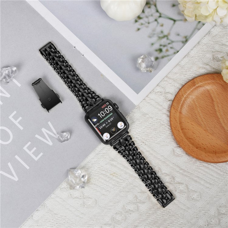 For Apple Watch Series 10 46mm / Ultra 2 Ultra 49mm / Series 9 8 7 45mm / 6 5 4 SE (2023) SE (2022) SE 44mm / 3 2 1 42mm Metal Watch Strap - Black