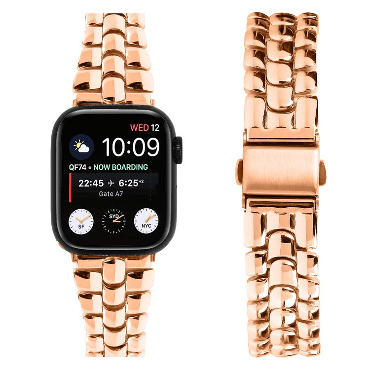 For Apple Watch Series 10 46mm / Ultra 2 Ultra 49mm / Series 9 8 7 45mm / 6 5 4 SE (2023) SE (2022) SE 44mm / 3 2 1 42mm Metal Watch Strap - Rose Gold