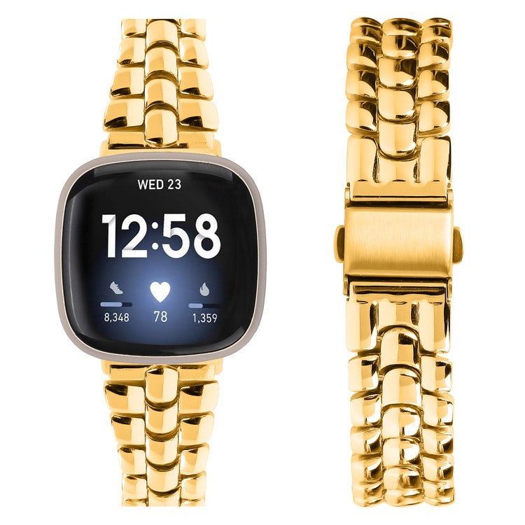 For Fitbit Versa 3 / Sense Replacement Strap Stylish Alloy Smart Watch Band - Gold