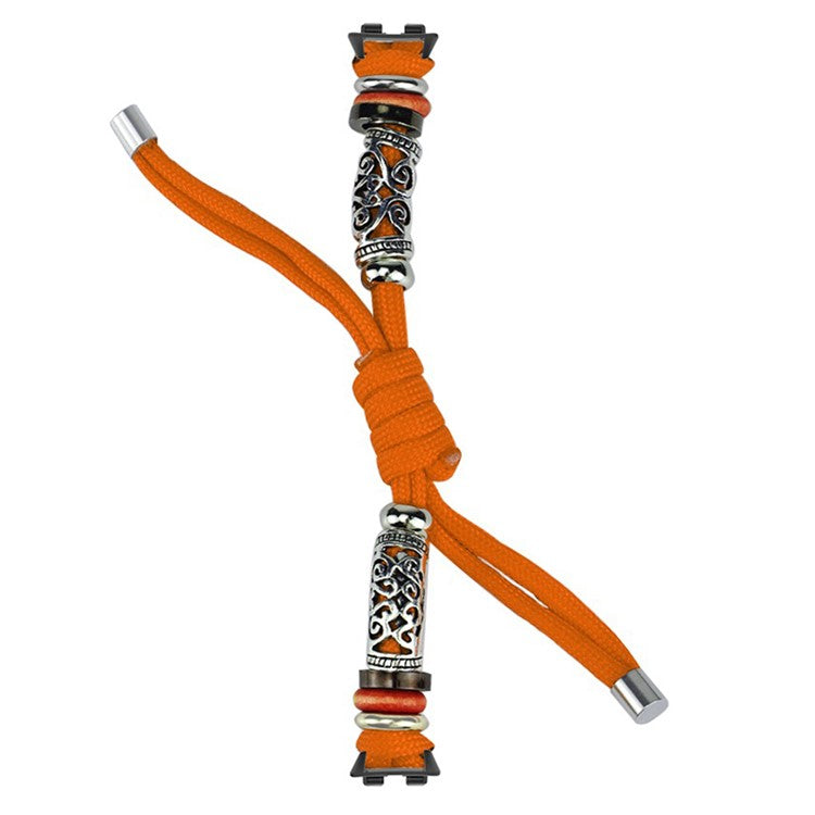 For Huawei Band 8 / Band 8 NFC / Band 9 / Band 9 NFC Watch Band Beads Decor Braided Rope Adjustable Wrist Strap - Orange
