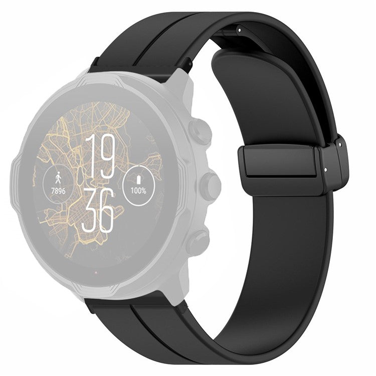 For Suunto Spartan Sport Wrist HR Baro / Suunto 7 Strap 24mm Silicone Watch Band (Thick Spring Bar) - Black